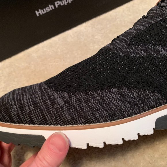 New In Box Hush Puppies Expert Wingtip Knit Oxford Black Size 15W - Picture 5 of 11